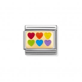 Composable Classic Link "Rainbow Hearts" Gold 030263-22