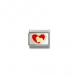 Composable Classic Link Red Heart-Gold Heart 030283/28