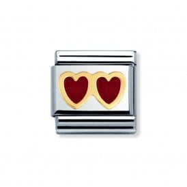 Composable Classic Link "Red Hearts" Gold 030207-02