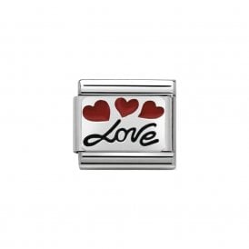Composable Classic Link "Red Love Hearts" Silver 330208-06