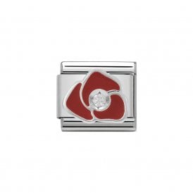 Composable Classic Link "Red Rose" Silver & CZ 330305-05