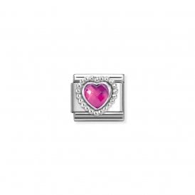 Composable Classic Link Silver Fuchsia Heart 330606/030