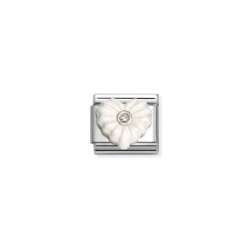 Composable Classic Link White Crimped Heart 330512/25