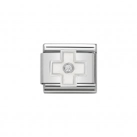 Composable Classic Link "White Cross" Silver & CZ 330305-04