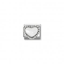 Composable Classic Link White Heart Beaded Setting 330204/36