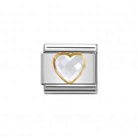 Composable Classic Link "White Heart" Gold 030610-010 