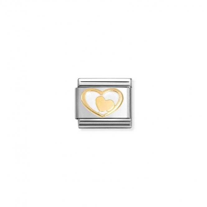 Nomination Composable Classic Link White Heart-Gold Heart 030283/27