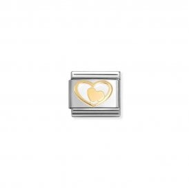 Composable Classic Link White Heart-Gold Heart 030283/27