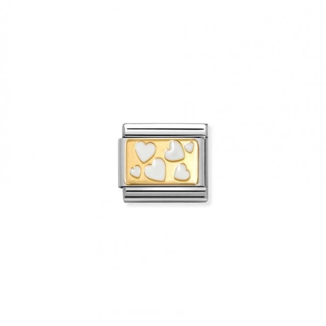 Nomination Composable Classic Link White Hearts Plaque 030284/70