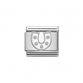 Composable Classic Link "White Horseshoe" Silver 330202/07