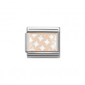 Composable Classic Link "White Houndstooth" Rose Gold 430201-04