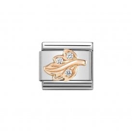 Composable Classic Link "White Leaf" Rose Gold CZ 430305-15