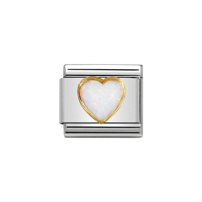 Nomination Composable Classic Link White Opal Heart Gold 030501/07