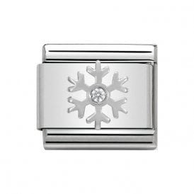 Composable Classic Link "White Snowflake" Silver 330313/02