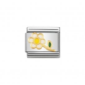 Composable Classic Link "White Stem Flower" Gold 030214-05
