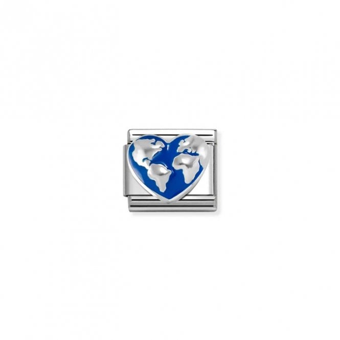 Nomination Composable Classic Link World Map on Heart Charm 330204/45