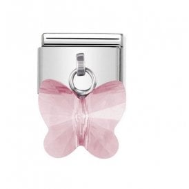 Composable Dangle Link "Pink Butterfly" Silver 030604-11 