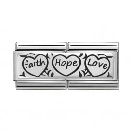 Composable Double Link "Faith Hope Love" Silver 330710/11