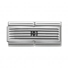 Composable Double Link "Rows With Black Zirconia" Silver CZ 330730/01