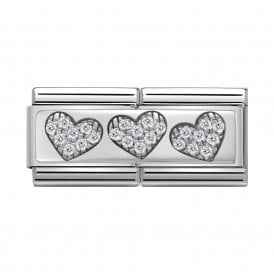 Composable Double Link "Three Hearts" Silver 330732-02