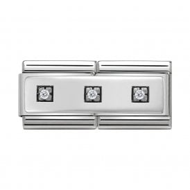 Composable Double  Link "Three Stones" Silver & CZ 330731-01