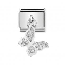 Composable Drop Link "Glitter Butterfly" Silver 331805-03