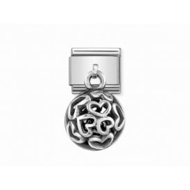 Composable Drop Link "Heart Agate Ball" Silver 331810-02