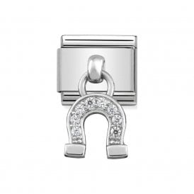 Composable Drop Link "Horseshoe" Silver CZ 331800-03