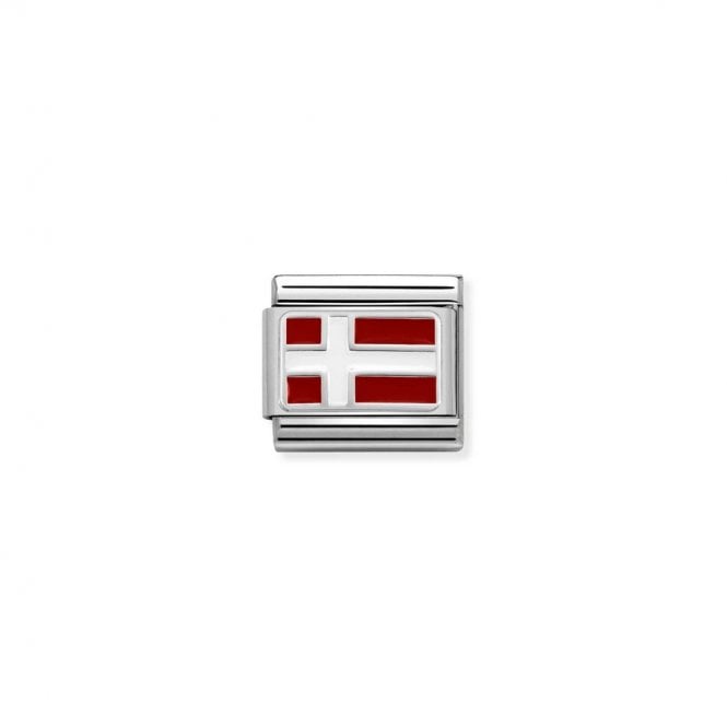 Nomination Composable Link Denmark Flag in Enamel 330207/08