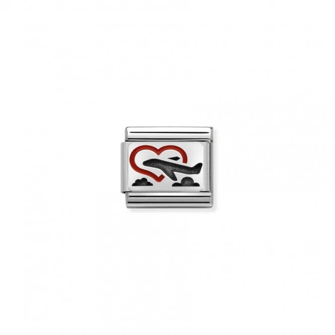 Nomination Composable Link Heart with Plane in Silver Charm 330208/02