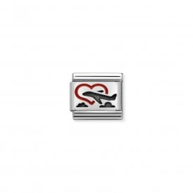 Composable Link Heart with Plane in Silver Charm 330208/02