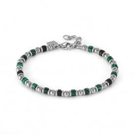 InstinctStyle Sea Malachite & Lava Stones Stainless Steel Bracelet 027931/092