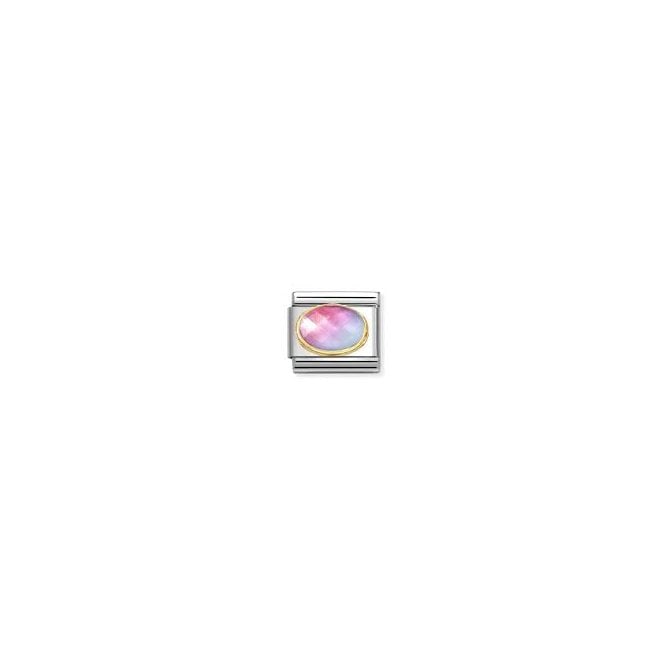 Nomination LIGHT BLUE & PINK FACETED OVAL STONE 030612/035