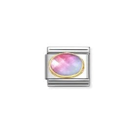LIGHT BLUE & PINK FACETED OVAL STONE 030612/035
