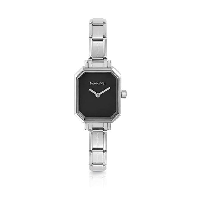 Nomination Paris Classic Stainless Steel & Rectangular Black Dial Watch 076030-012