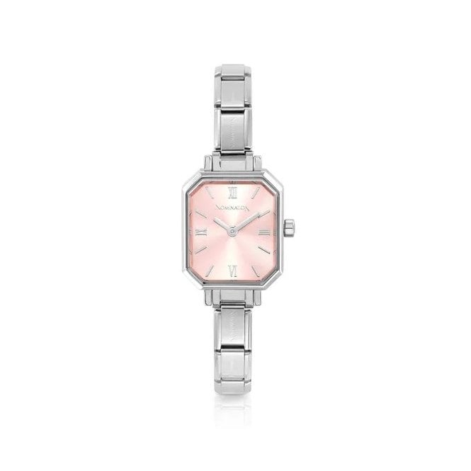 Nomination Paris Classic Stainless Steel Rectangular Pink Sunray Dial Watch 073037-014 