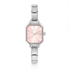 Paris Classic Stainless Steel Rectangular Pink Sunray Dial Watch 073037-014 
