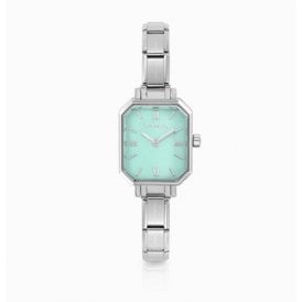 Paris Classic Stainless Steel & Rectangular Turquoise Dial Watch 073037-032
