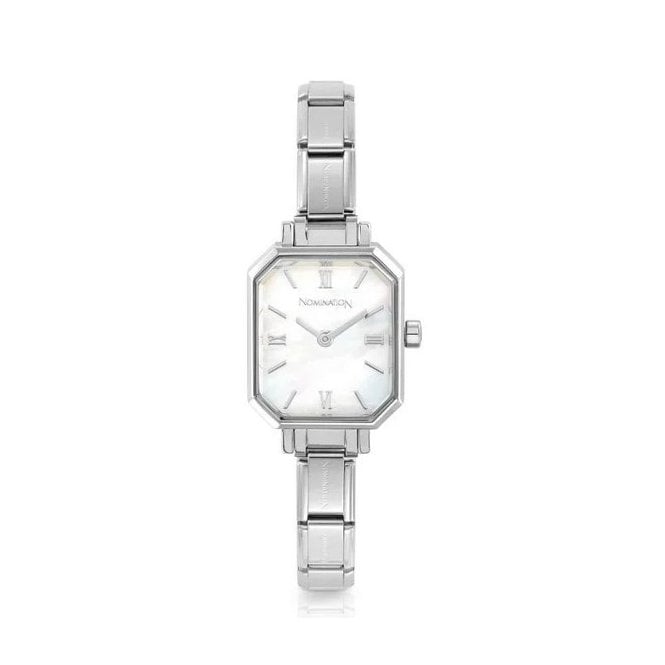 Nomination Paris Classic Stainless Steel & Rectangular White Mother of Pearl Dial Watch 076037/008 