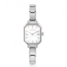Paris Classic Stainless Steel & Rectangular White Mother of Pearl Dial Watch 076037/008 