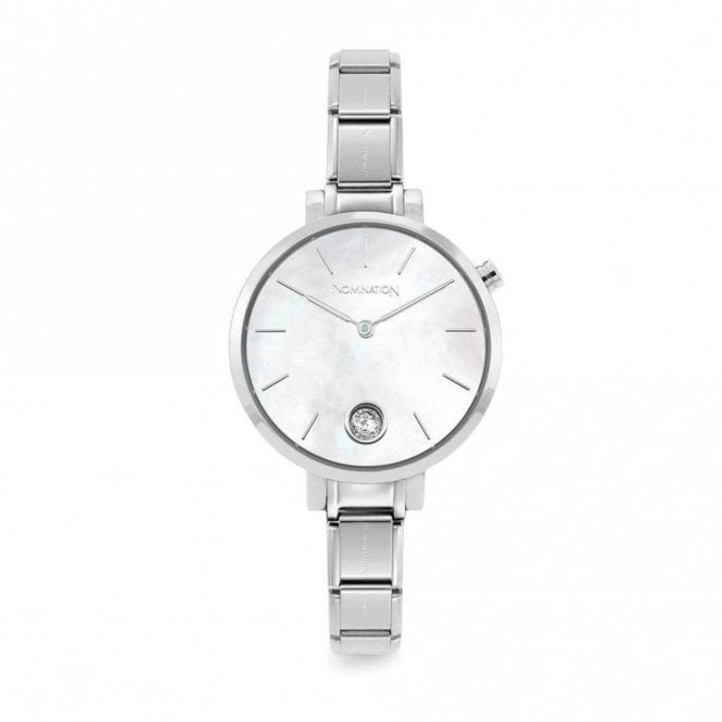 Nomination Paris Classic Stainless Steel & Round Mother Of Pearl CZ Dial Watch 076033-008