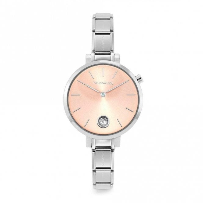 Nomination Paris Classic Stainless Steel & Round Pink CZ Dial Watch 076033/027