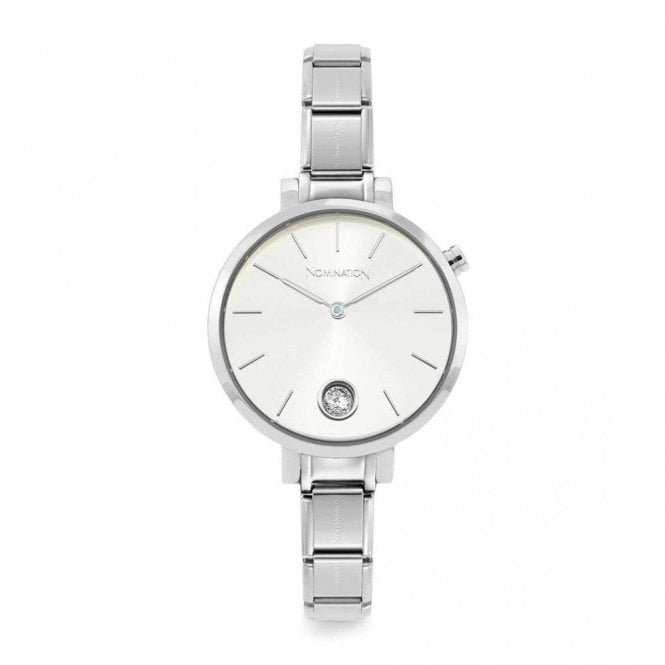 Nomination Paris Classic Stainless Steel & Round Silver CZ Dial Watch 076033/017