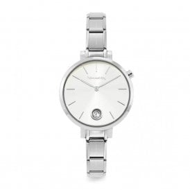 Paris Classic Stainless Steel & Round Silver CZ Dial Watch 076033/017