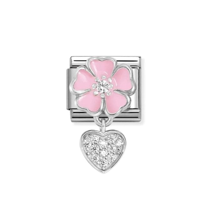 Nomination Pink Flower & Pave Heart Charm 331814/01