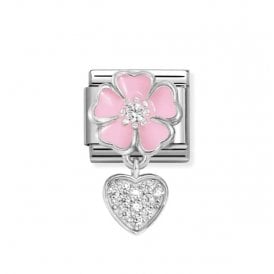 Pink Flower & Pave Heart Charm 331814/01