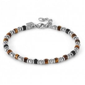 Sea Edition in Steel & Tiger's Eye Bracelet 027931/091