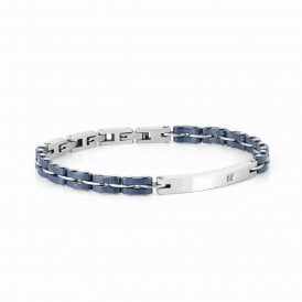 Strong Stainless Steel & Blue Ceramic Bracelet 028302/004 