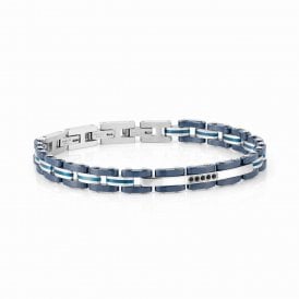 Strong Stainless Steel & Blue Ceramic Bracelet 028302/007