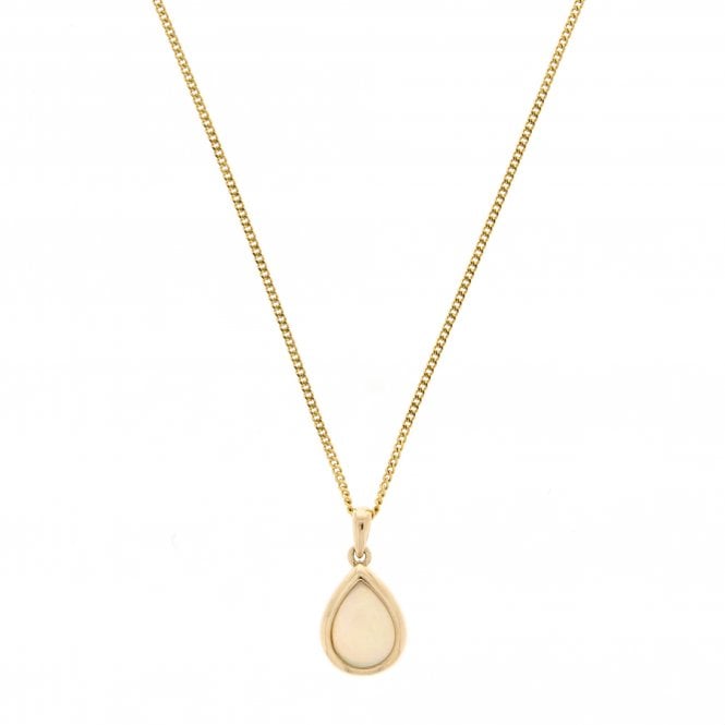 Opal 9ct Yellow Gold Pear Drop Pendant with Curb Chain